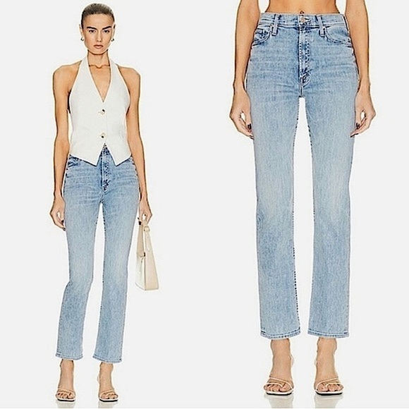 Mother Superior High Waisted Rider Ankle Straight Leg Jeans Salt of the Earth 24 - Picture 1 of 13